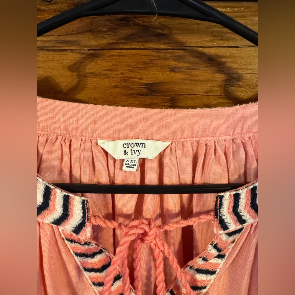 Crown & Ivy Coral Embroidered Blouse - Picture 4 of 4
